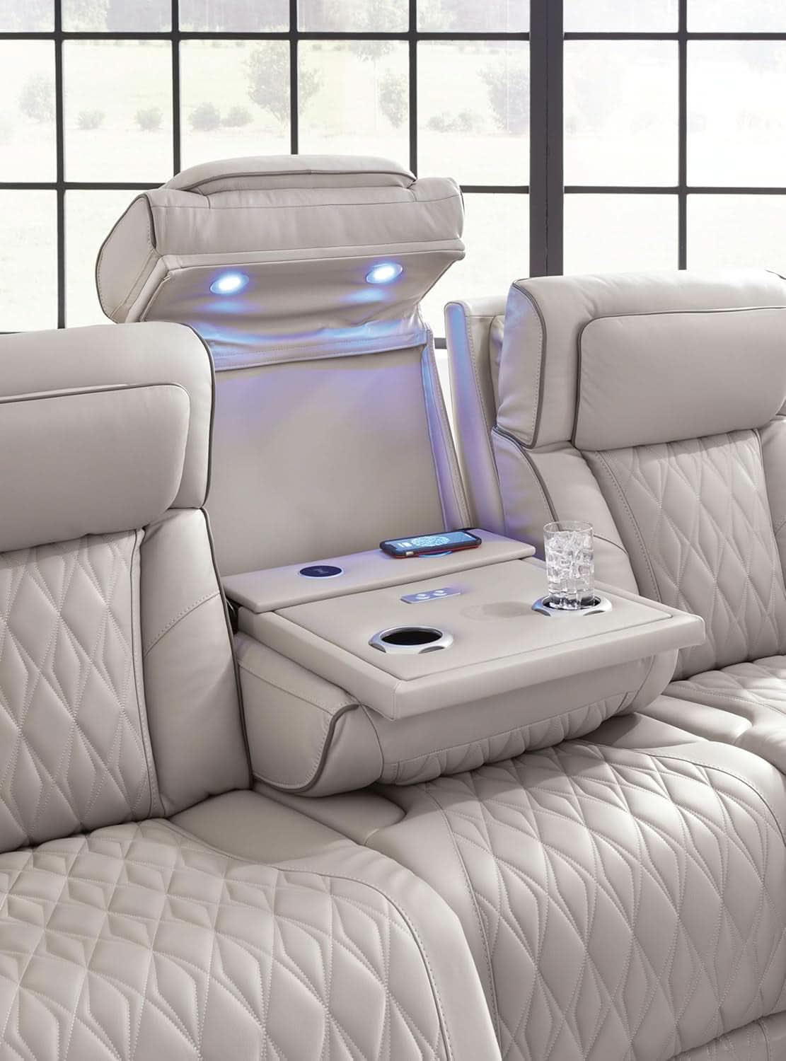 Boyington Leather Match Power Reclining Sofa USB Ports