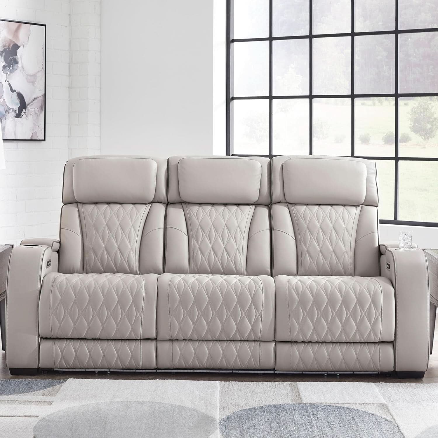 Boyington Leather Match Power Reclining Sofa USB Ports