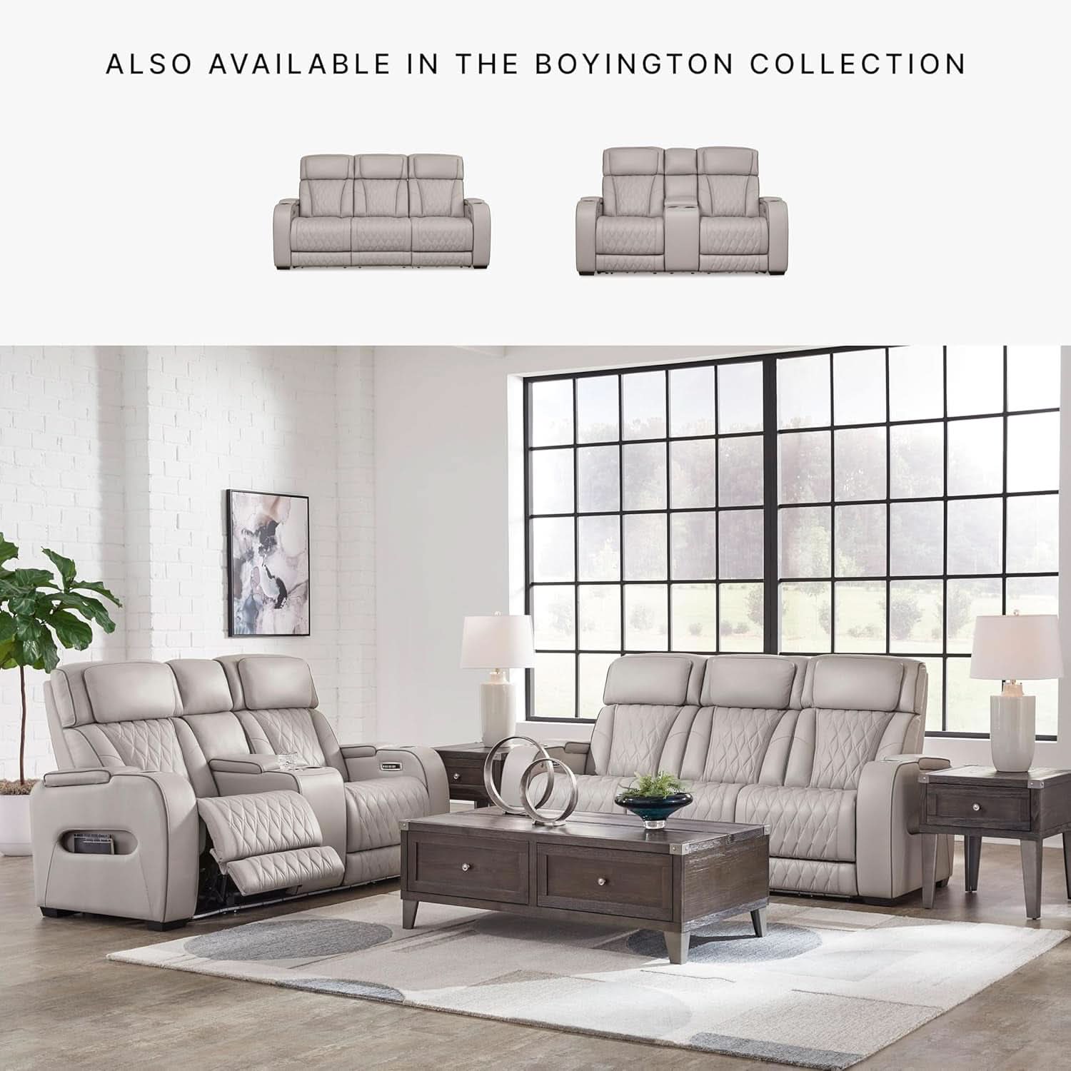 Boyington Leather Match Power Reclining Sofa USB Ports