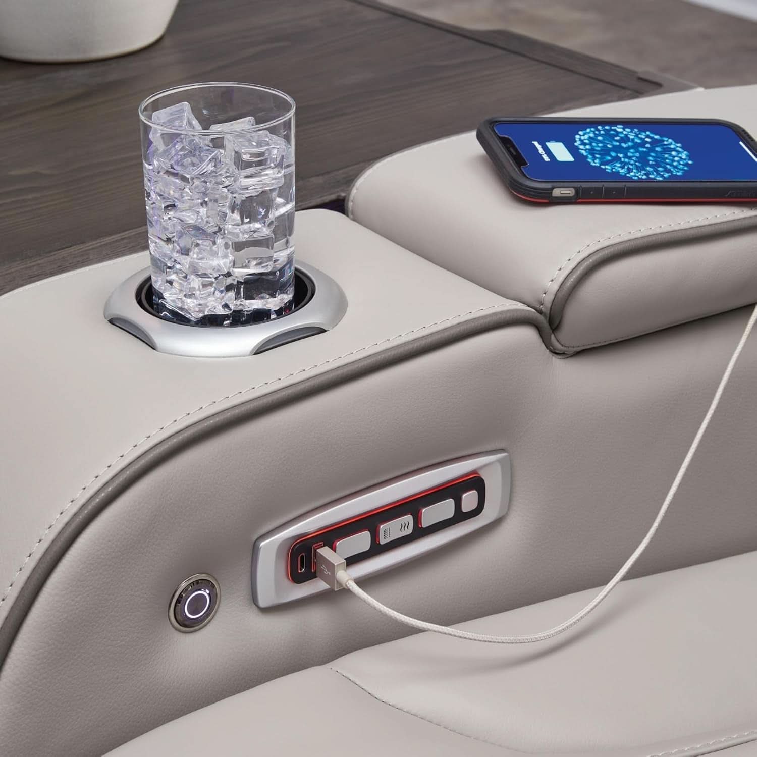 Boyington Leather Match Power Reclining Sofa USB Ports