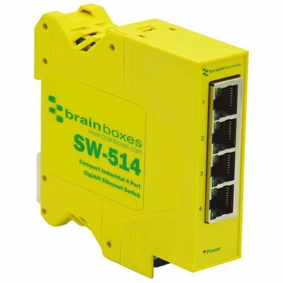 Brainboxes Compact Industrial 4 Port Gigabit Ethernet Switch - 4 Ports - Gigabit Ethernet