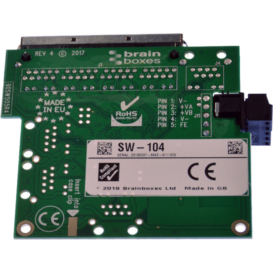 Brainboxes Industrial Embeddable 4 Port Ethernet Switch SW-104
