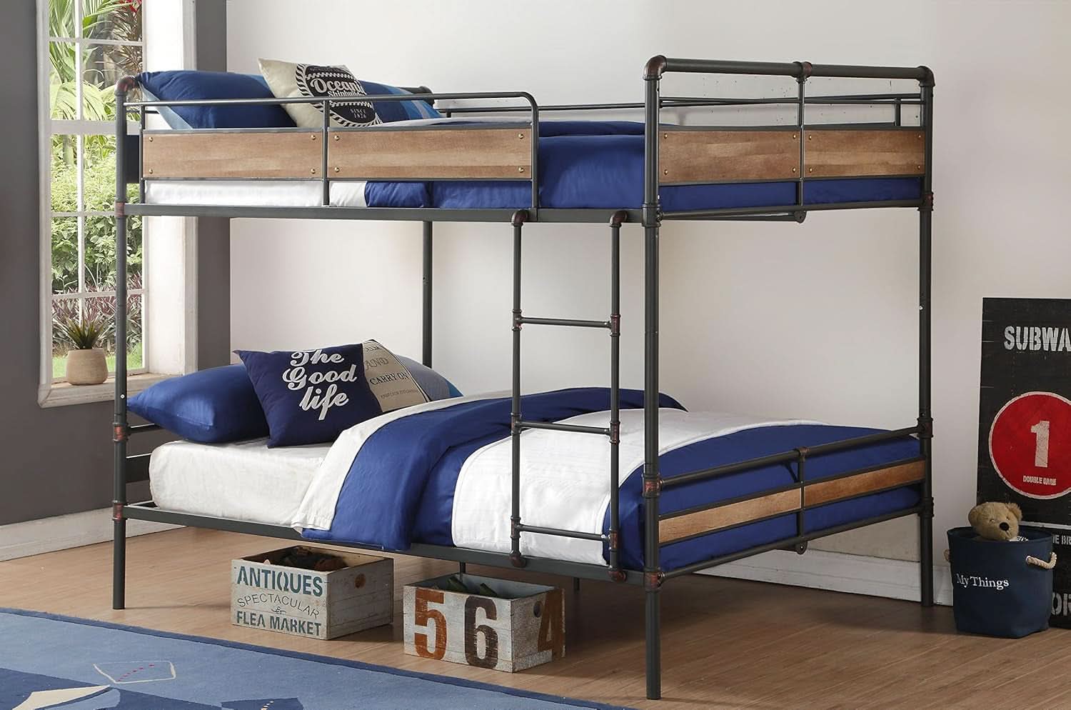 Brantley II Queen Over Queen Metal Bunk Bed Sandy Black