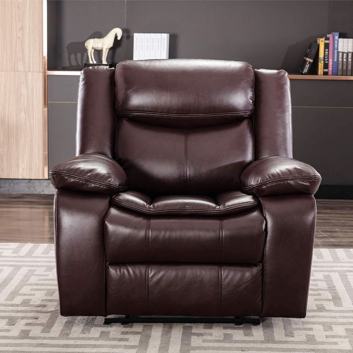 Breathable Leather Manual Recliner With Wide Back Cushion