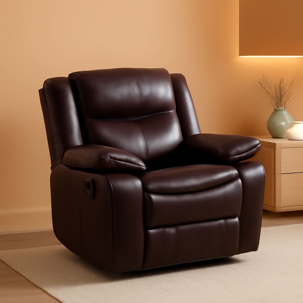 Breathable Leather Manual Recliner With Wide Back Cushion