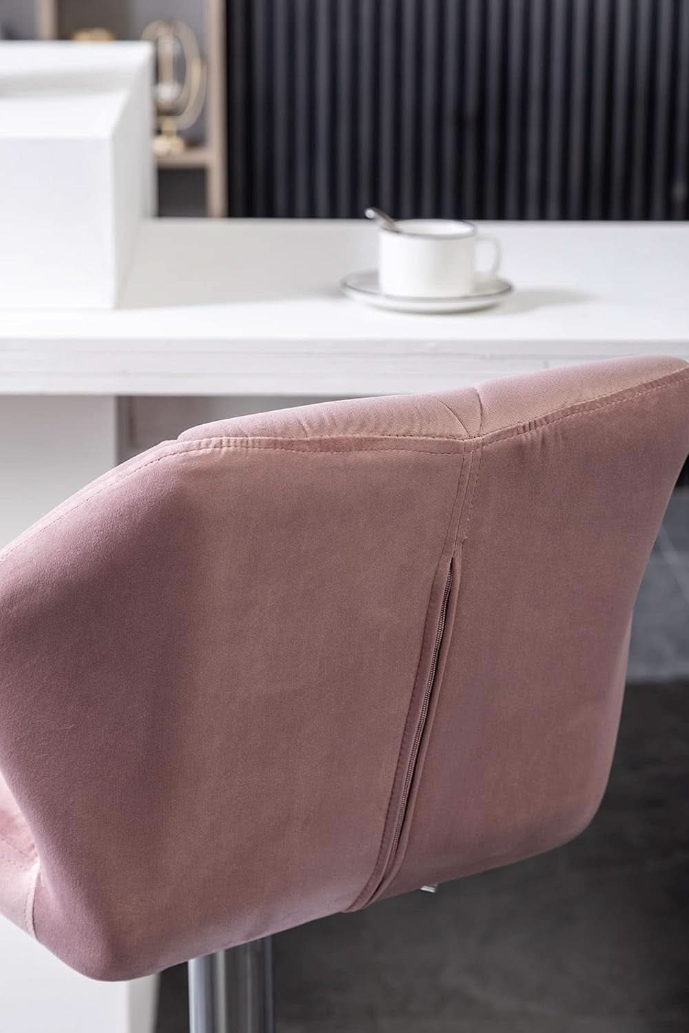 Breni Velvet Diamond Tufted Swivel Bar Stool Set Of 2 Mauve