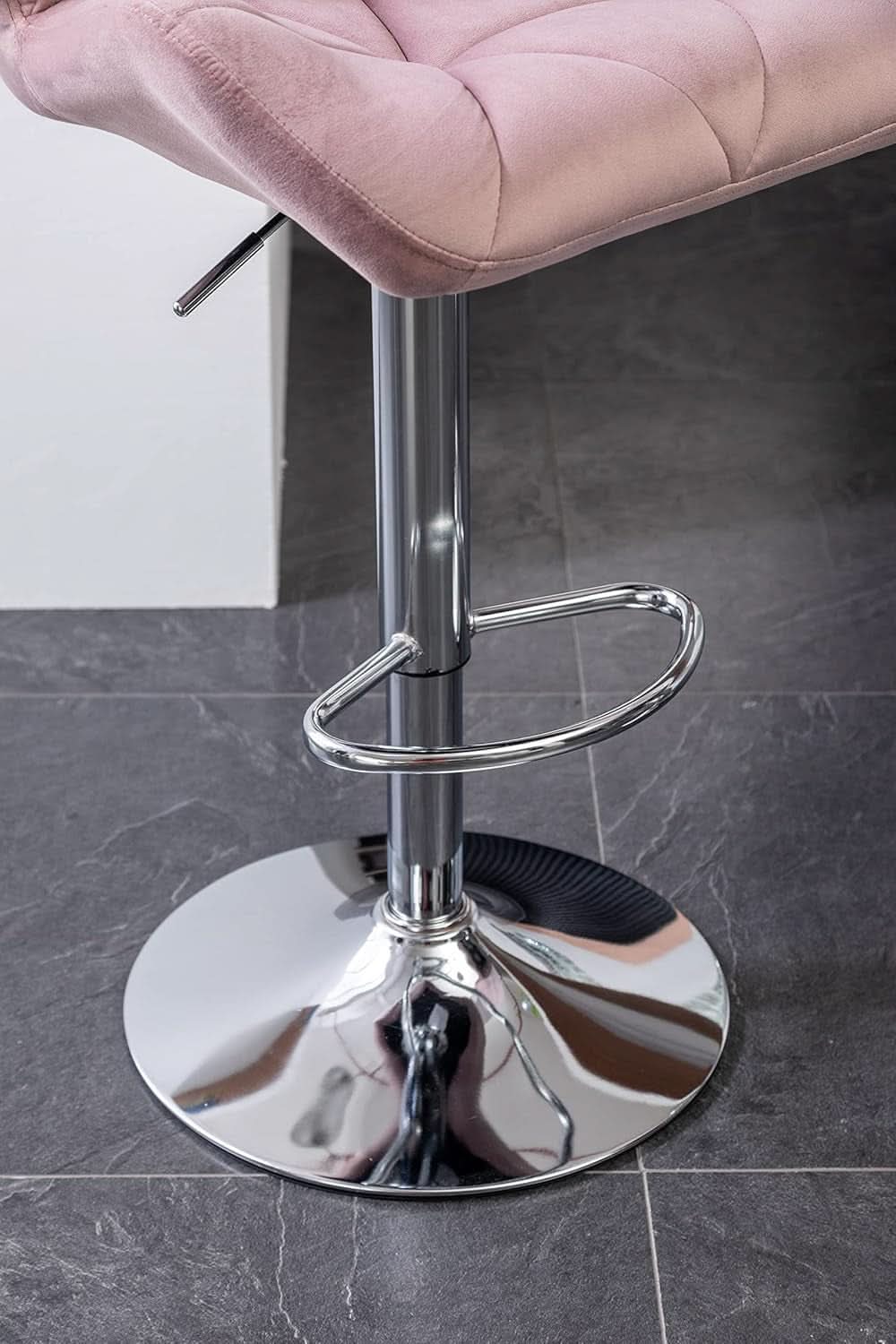Breni Velvet Diamond Tufted Swivel Bar Stool Set Of 2 Mauve