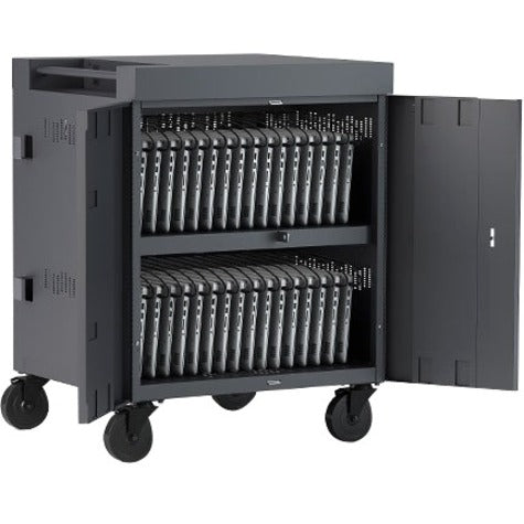 Bretford CUBE Cart AC for up to 32 Devices w/Back Panel, Charcoal Paint TVC32PAC-CKWL