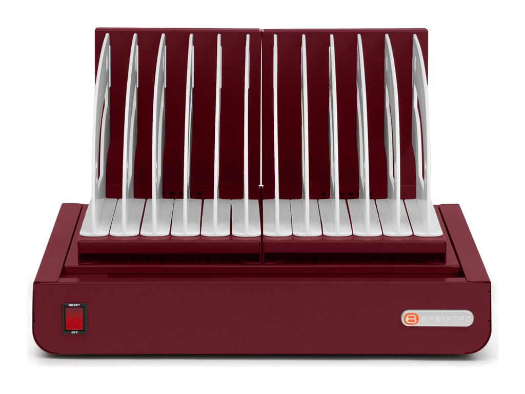 Bretford Cube Micro Tray TVT10AC - Mounting component (cart tray) - for 10 notebooks/tablets - welded steel - maroon - screen TVT10AC-MA