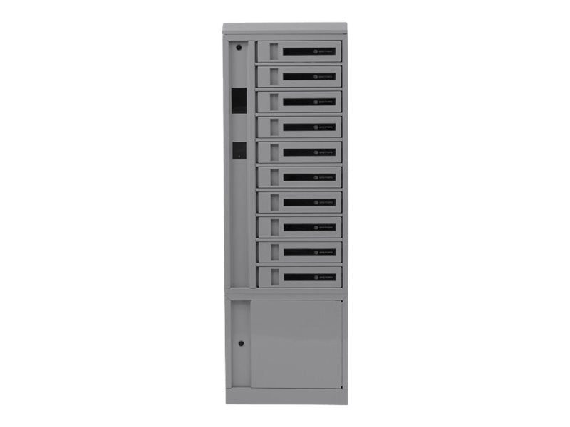 Bretford TechGuard Connect - Cabinet unit (charge only) - for 10 notebooks/tablets/cellular phones - lockable - steel - platinum TCLAUS100EF11