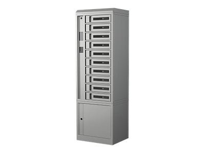 Bretford TechGuard Connect - Cabinet unit (charge only) - for 10 notebooks/tablets/cellular phones - lockable - steel - platinum TCLAUS170EF11