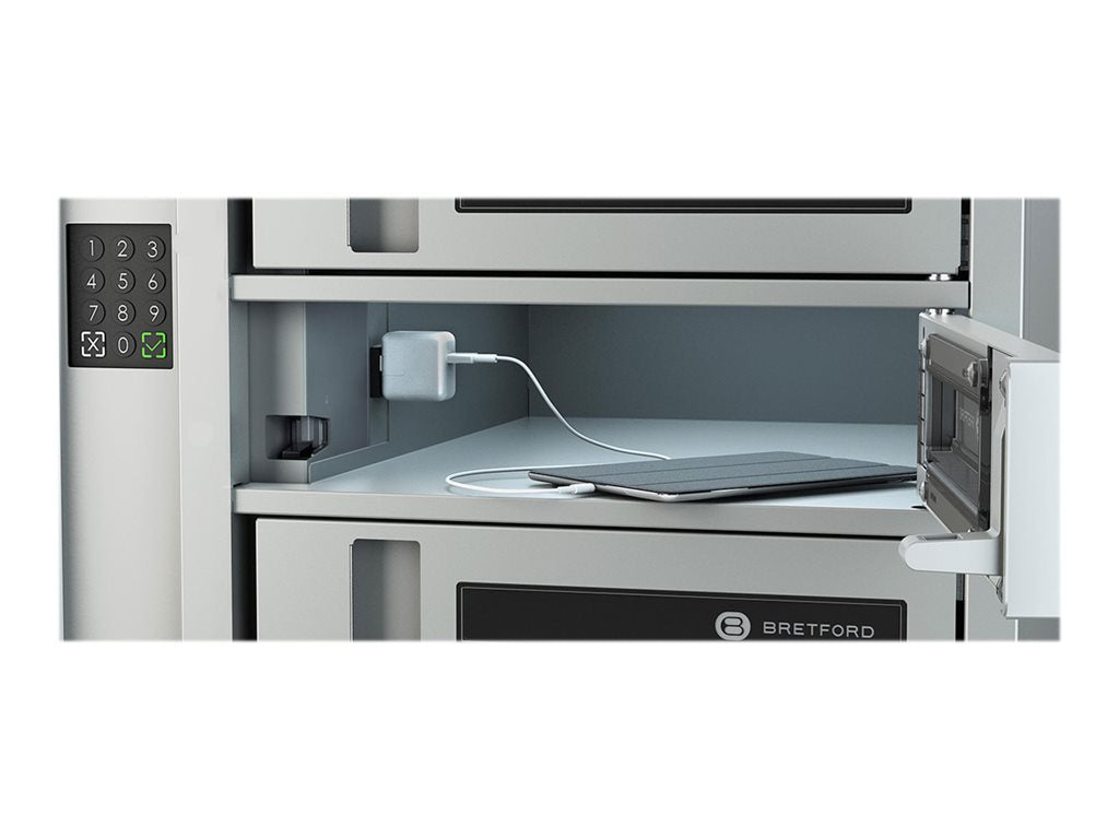 Bretford TechGuard Connect - Cabinet unit (charge only) - for 10 notebooks/tablets/cellular phones - lockable - steel - platinum TCLAUS670EF11