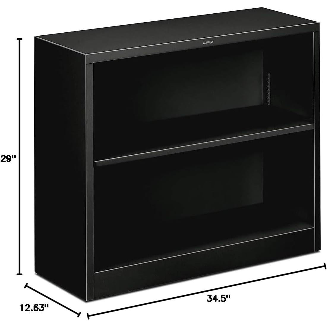 Brigade 2-Shelf 29-Inch H Black Bookcase For Office