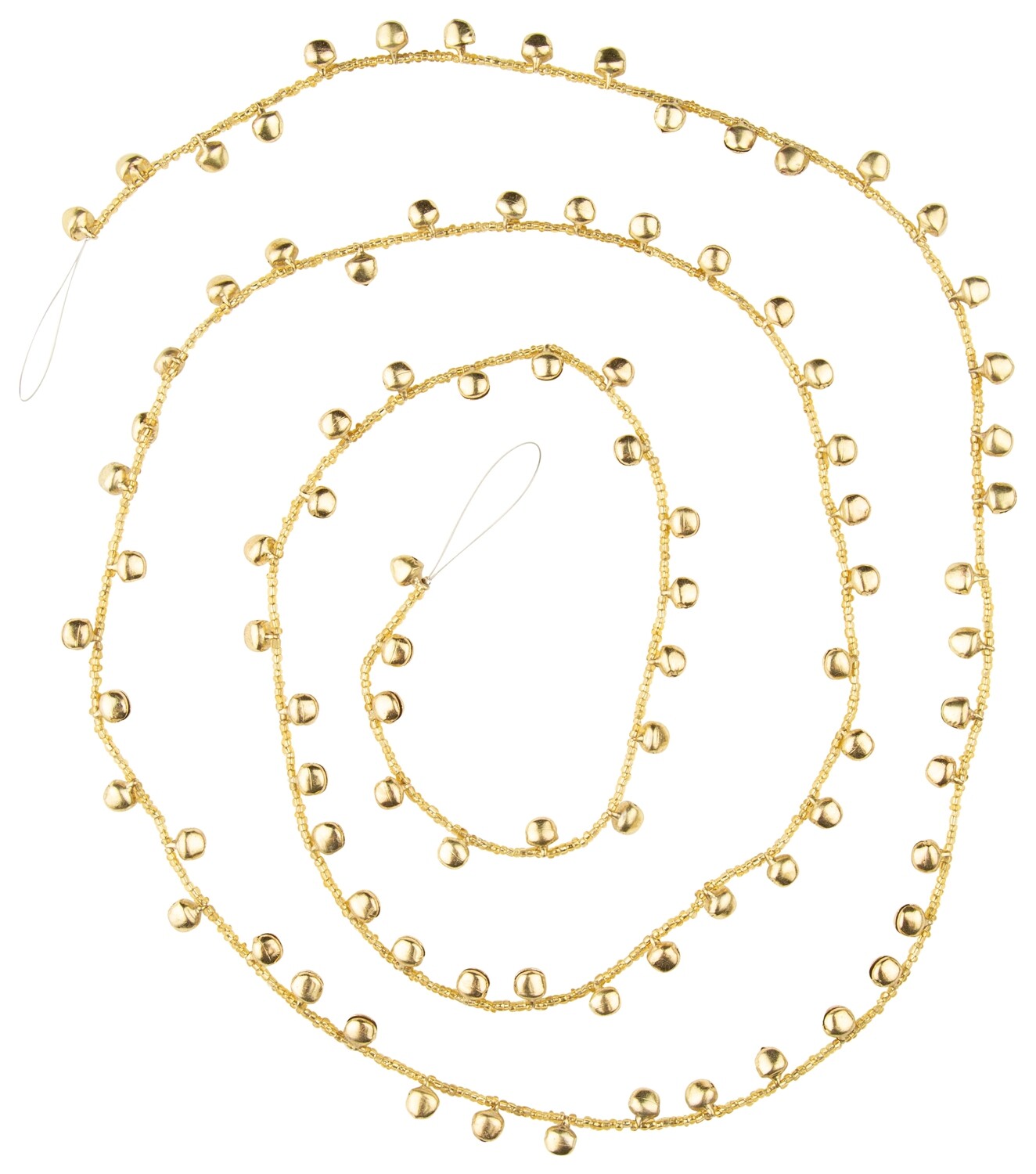 Bright Gold Mini Jingle Bell and Glass Bead Garland