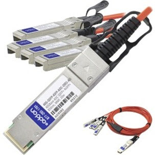 Brocade (Formerly) Compatible TAA Compliant 40GBase-AOC QSFP+ to 4xSFP+ Active Optical Cable (850nm, MMF, 20m) 40GQSFP4SFPAOC2001AO