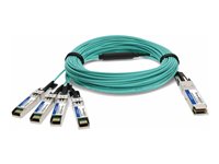 Brocade (Formerly) Compatible Taa Compliant 40Gbase-Aoc Qsfp+ To 4Xsfp+ Active Optical Cable (850Nm, Mmf, 20M) 40G-QSFP-4SFP-AOC-2001-AO