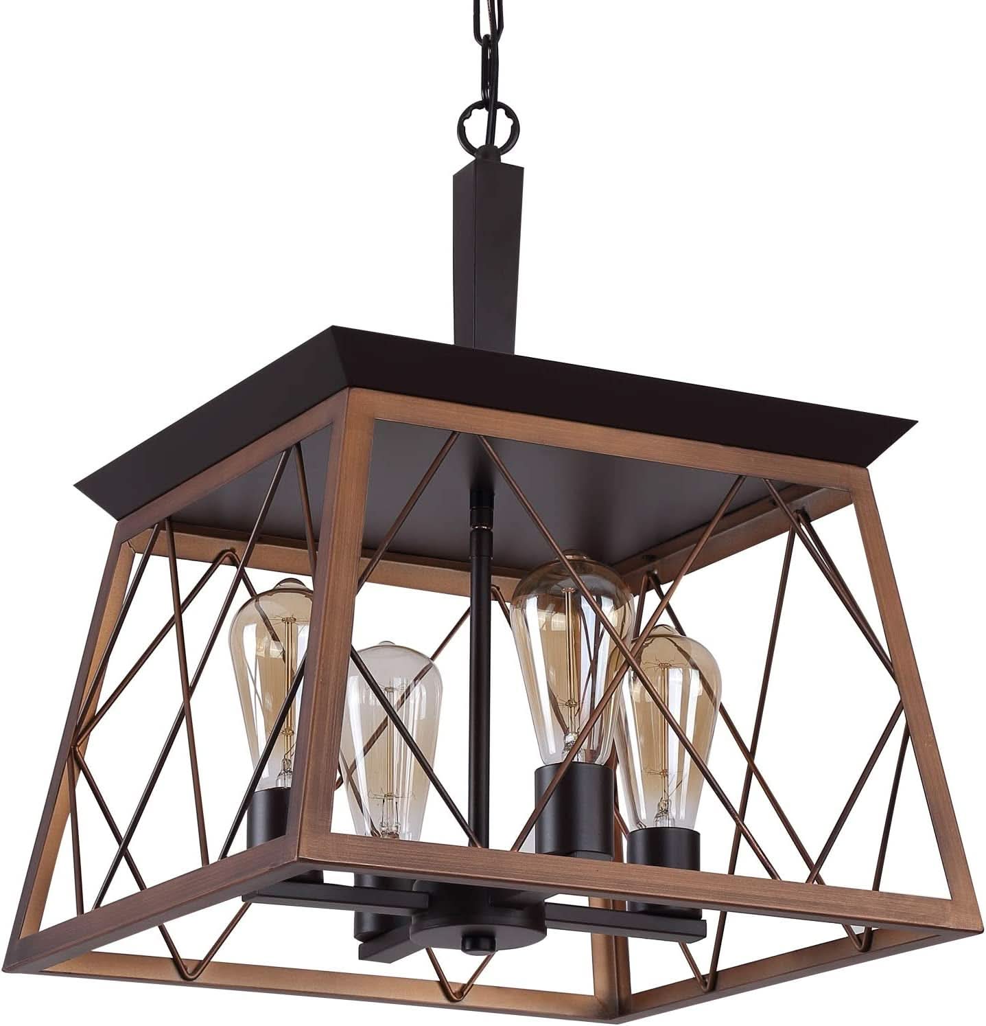 Bronze 4 Light Farmhouse Rustic Chandelier For Dining Room