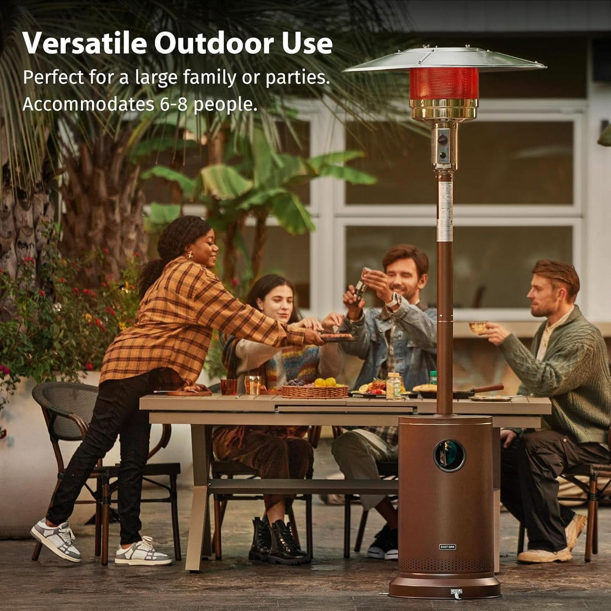 Bronze 48000 BTU Patio Heater With Round Table And Wheels