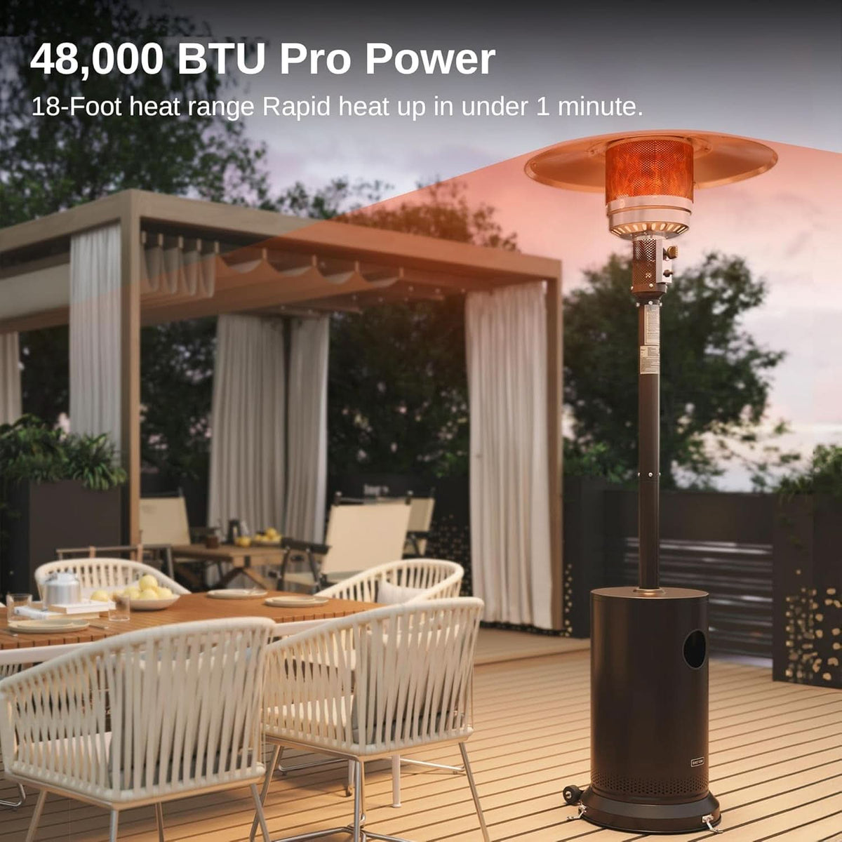 Bronze 48000 BTU Patio Heater With Round Table And Wheels