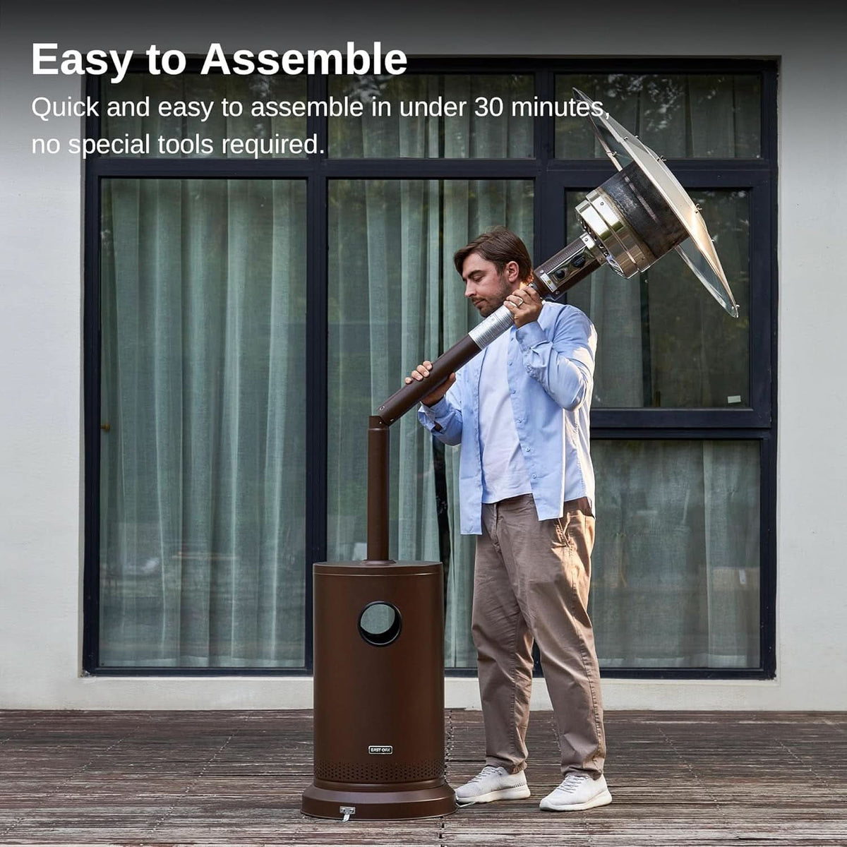 Bronze 48000 BTU Patio Heater With Round Table And Wheels