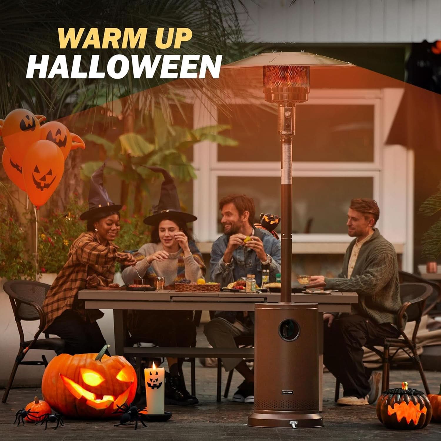 Bronze 48000 BTU Patio Heater With Round Table And Wheels