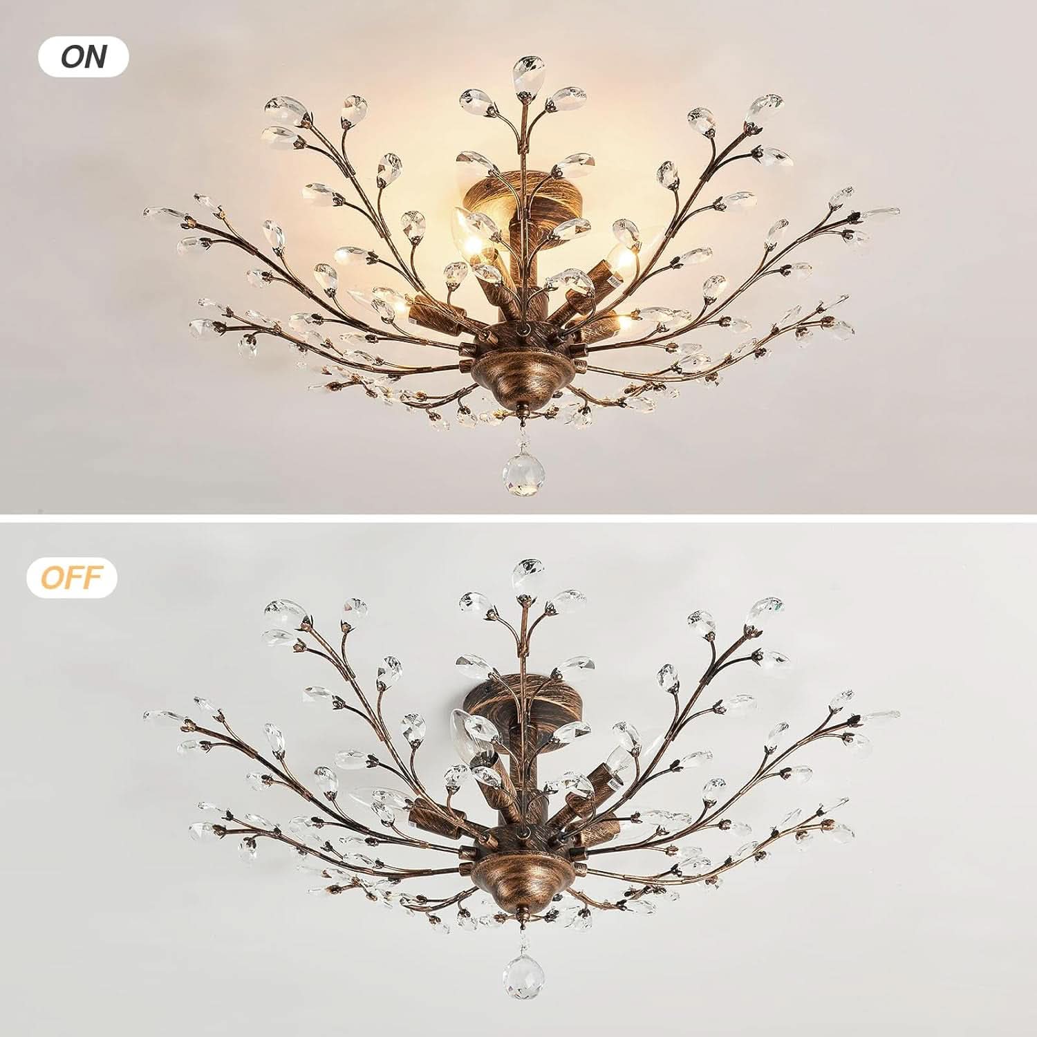 Bronze Five Light Vintage Crystal Chandelier Dimmable