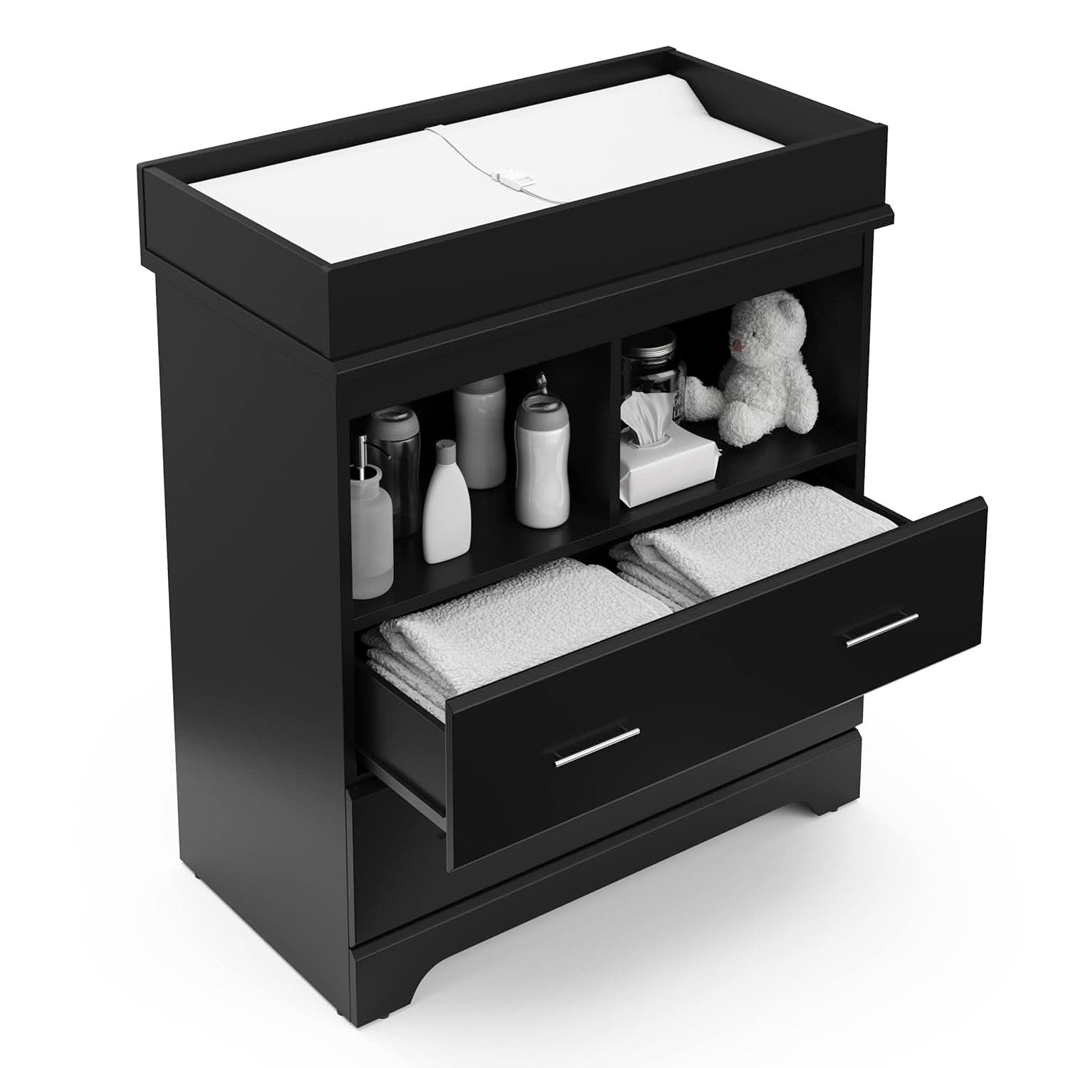Brookside 2 Drawer Changing Table Dresser Black Topper