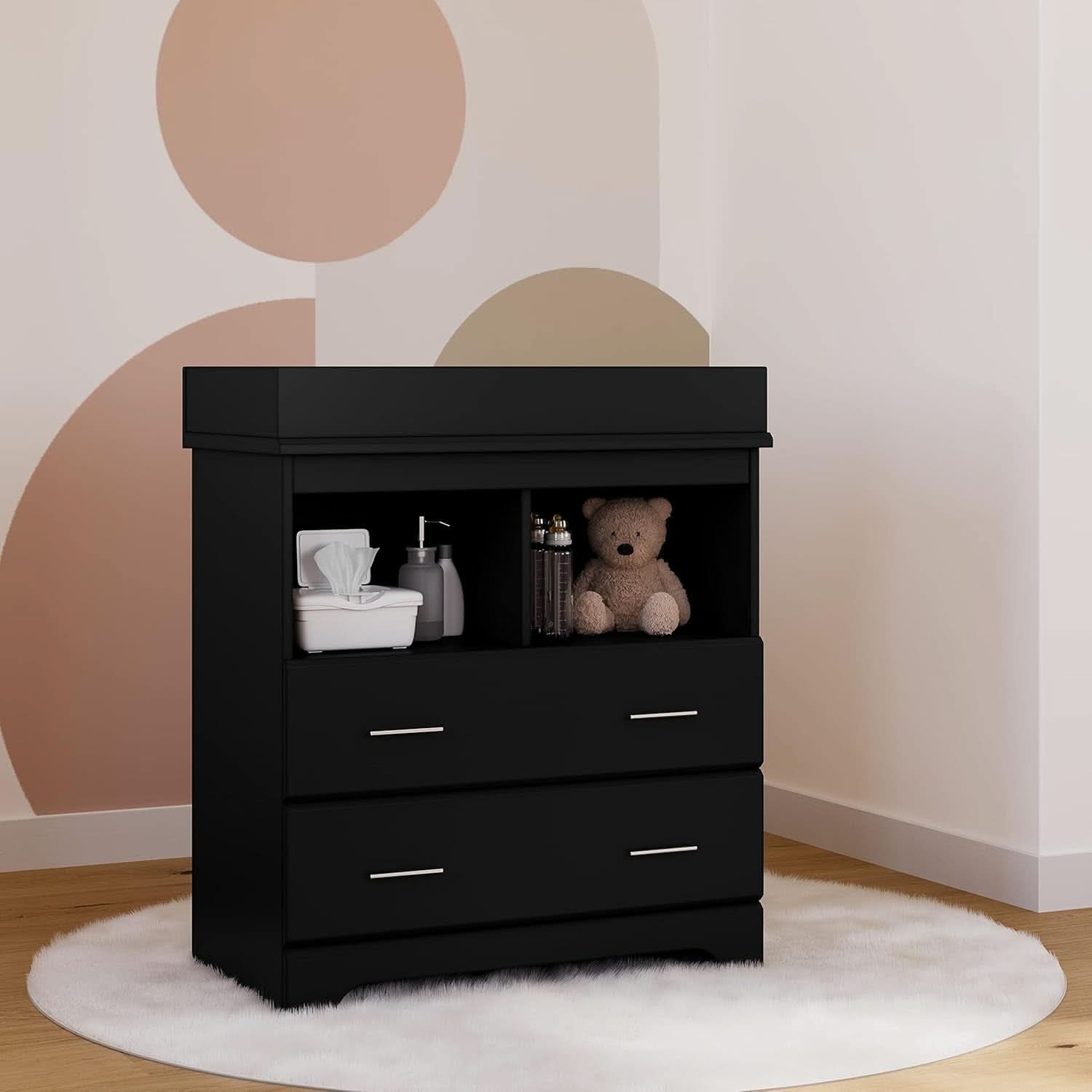 Brookside 2 Drawer Changing Table Dresser Black Topper