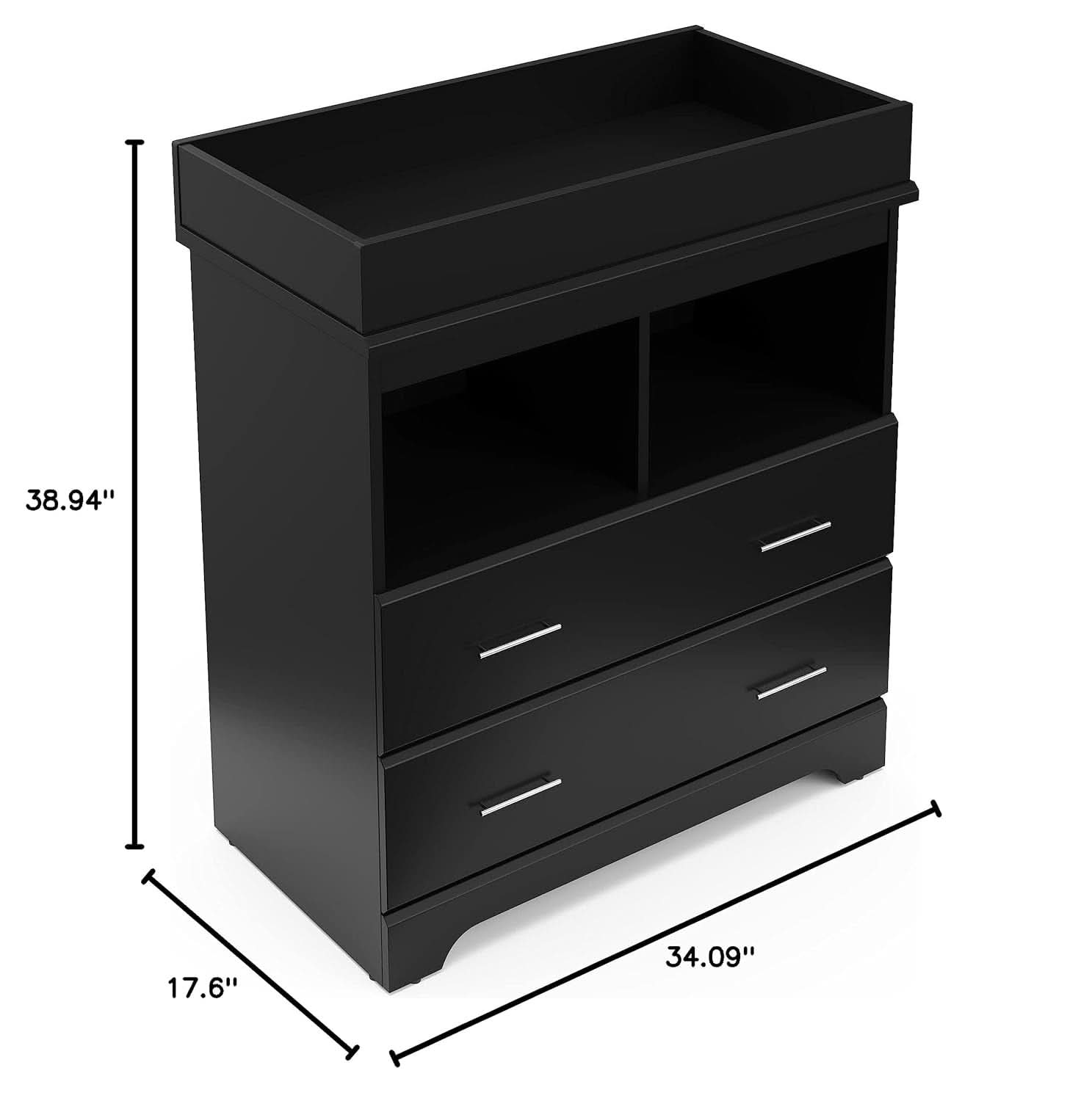 Brookside 2 Drawer Changing Table Dresser Black Topper