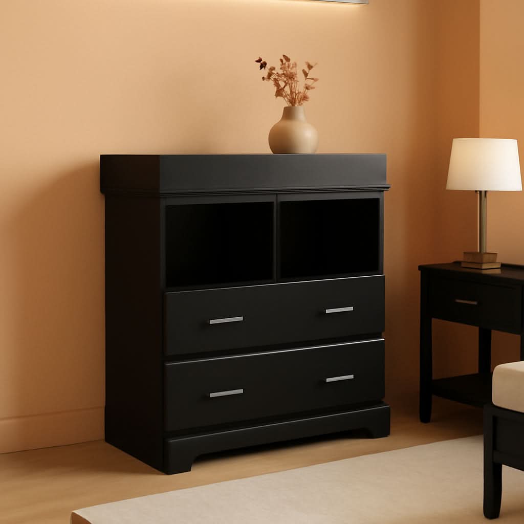 Brookside 2 Drawer Changing Table Dresser Black Topper