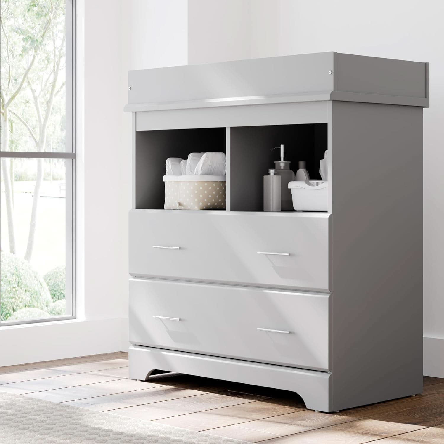 Brookside 2-Drawer Changing Table Dresser Pebble Gray