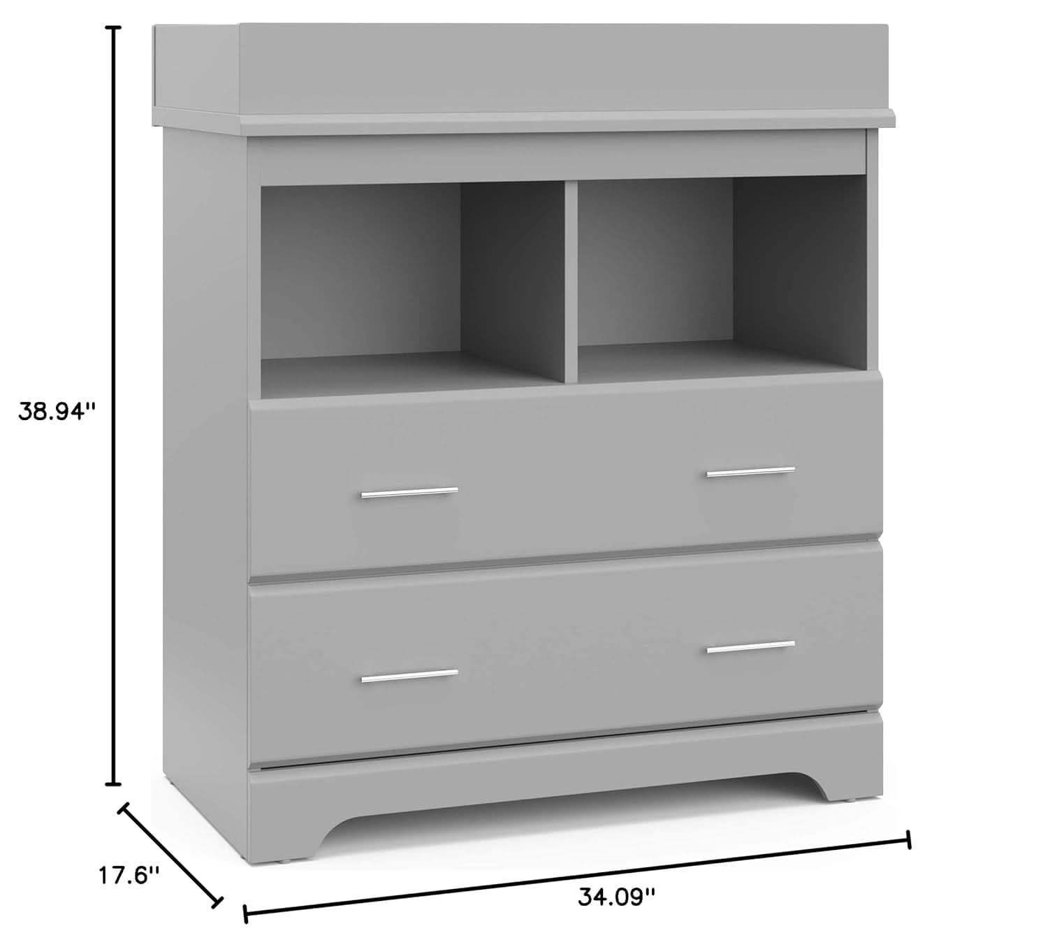 Brookside 2-Drawer Changing Table Dresser Pebble Gray