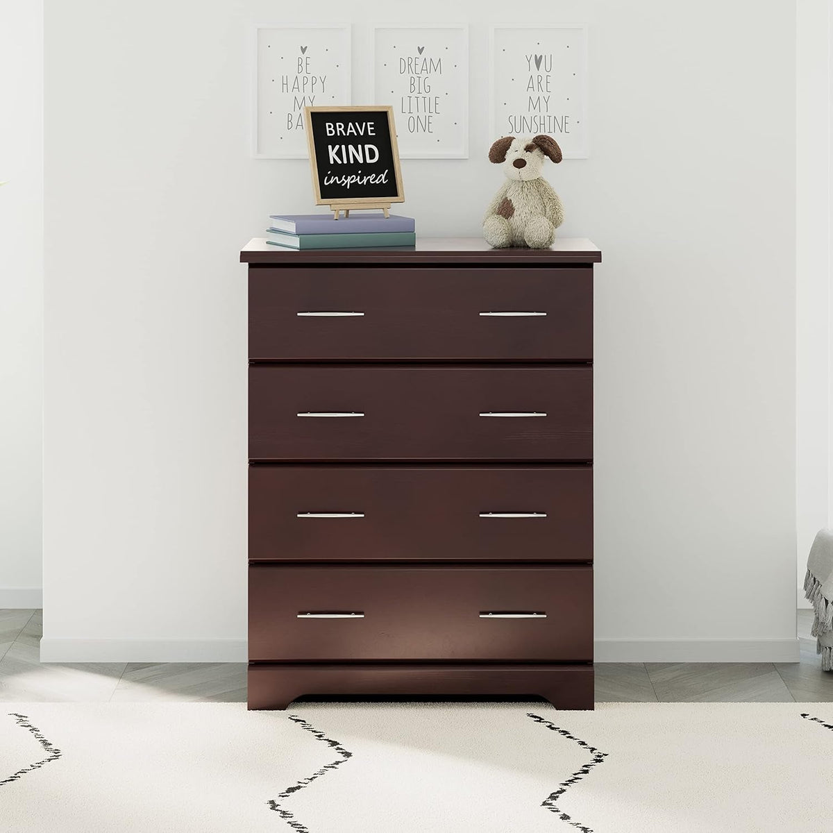 Brookside Espresso 4 Drawer Dresser GREENGUARD Gold