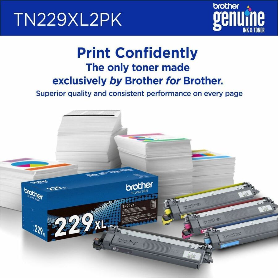 Brother Genuine TN229XL2PK High-yield Black Toner Cartridge Twin-Pack - Laser - Black - Hi