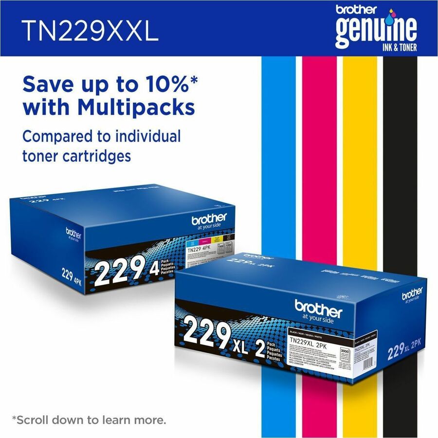 Brother Genuine TN229XXLBK Super High-yield Black Toner Cartridge - Laser - Black - Super