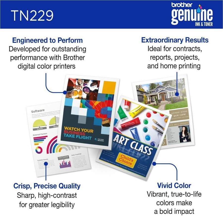 Brother Genuine TN229Y Standard Yield Yellow Toner Cartridge - Laser - Yellow - Standard Y