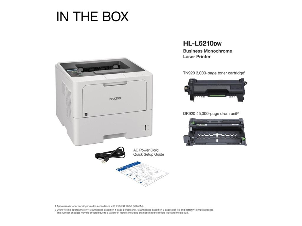 Brother HL-L6210DW - Printer - B/W - Duplex - laser - A4/Legal - 1200 x 1200 dpi - up to 50 ppm - capacity: 620 sheets -