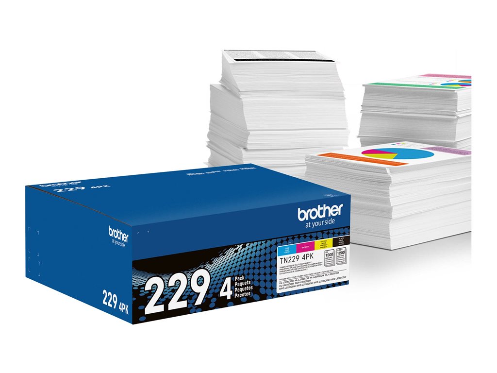 Brother TN229 4PK - 4-pack - black, yellow, cyan, magenta - original - box - toner cartridge - for P/N: HLL3280CDW-US