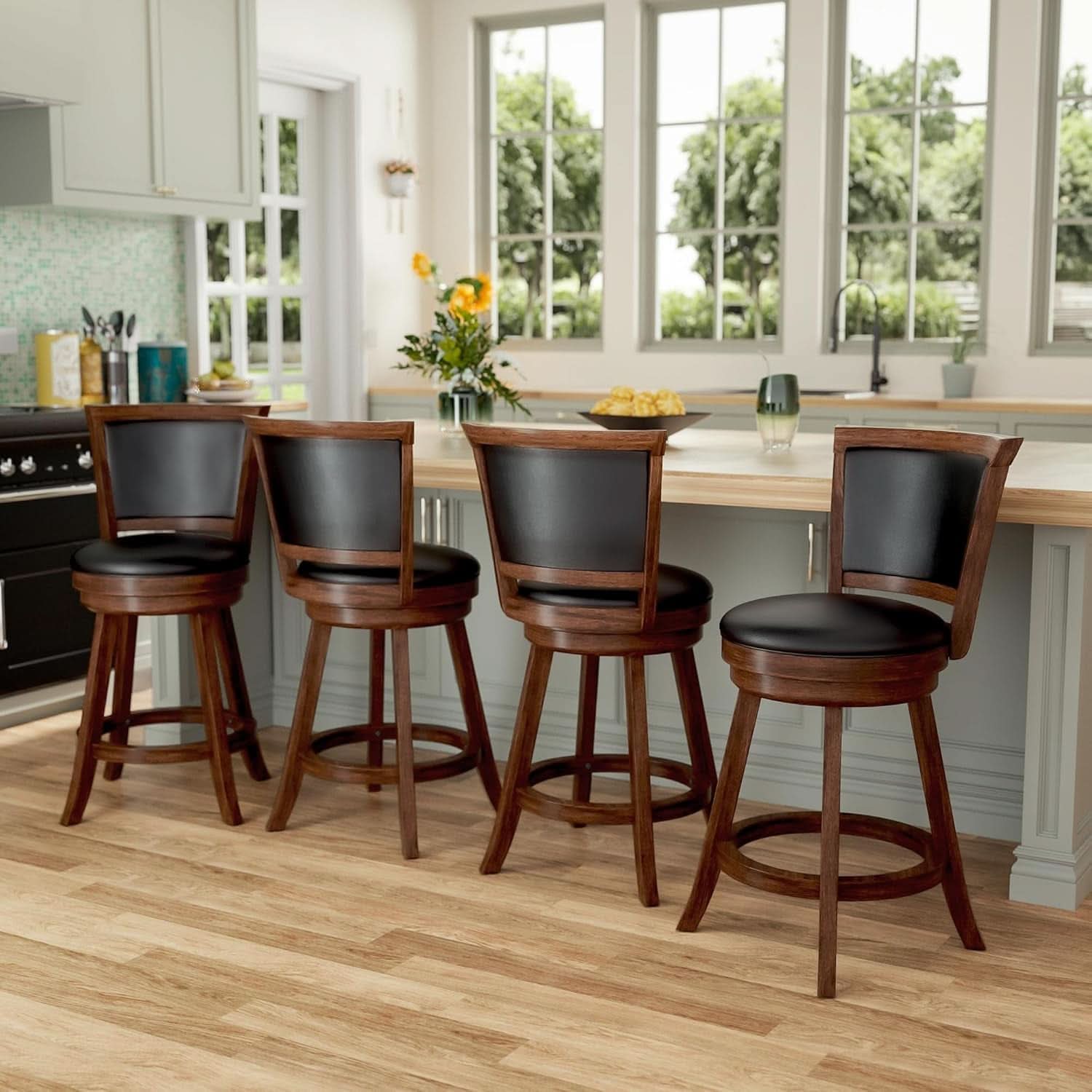 Brown 24 Inch Counter Height Swivel Bar Stools Set Of 2