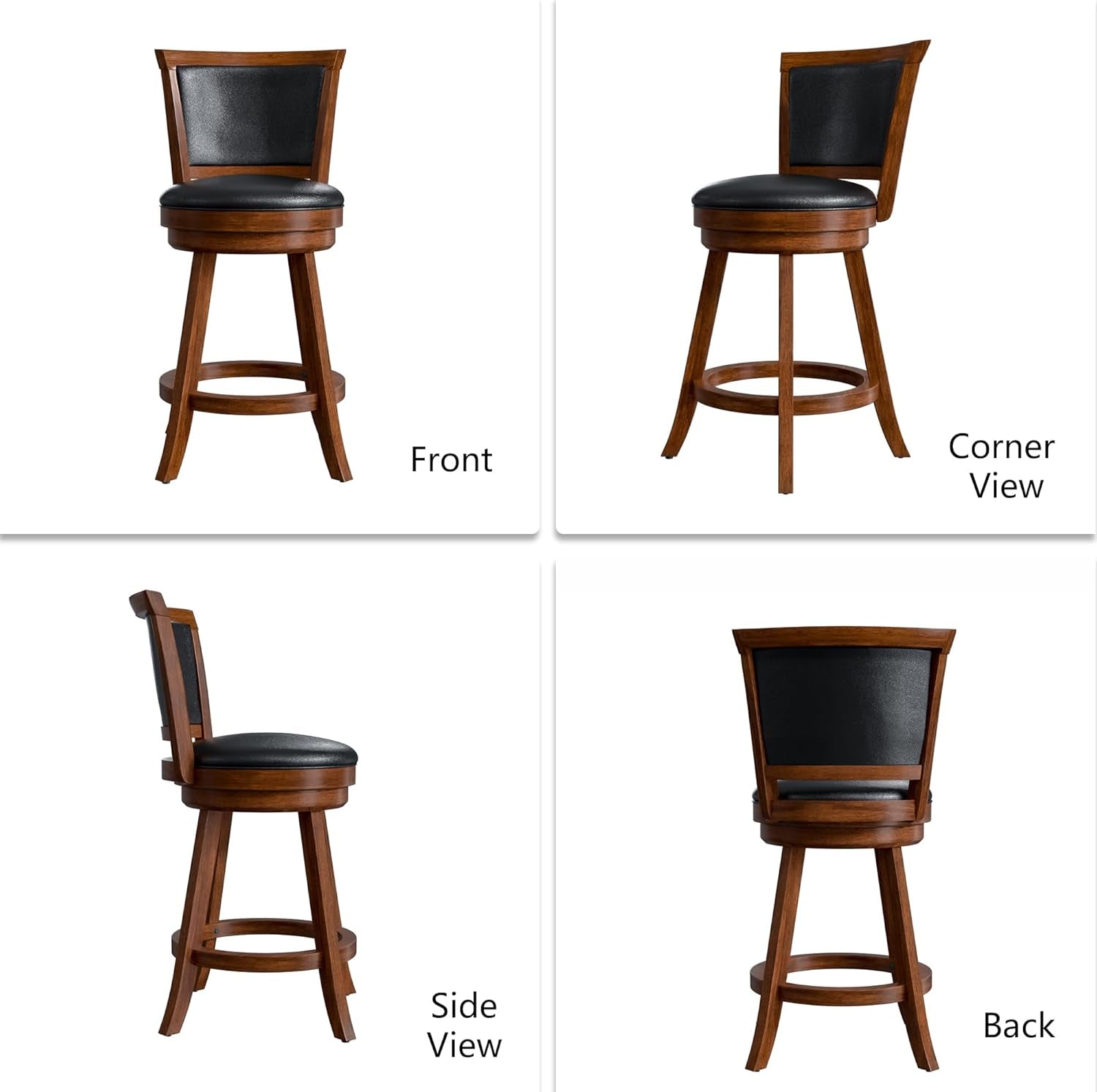 Brown 24 Inch Counter Height Swivel Bar Stools Set Of 2