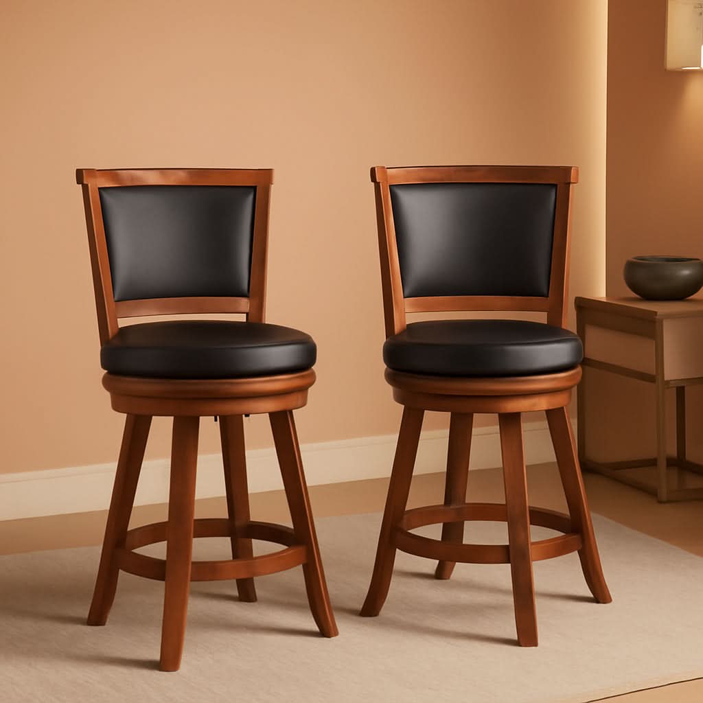 Brown 24 Inch Counter Height Swivel Bar Stools Set Of 2