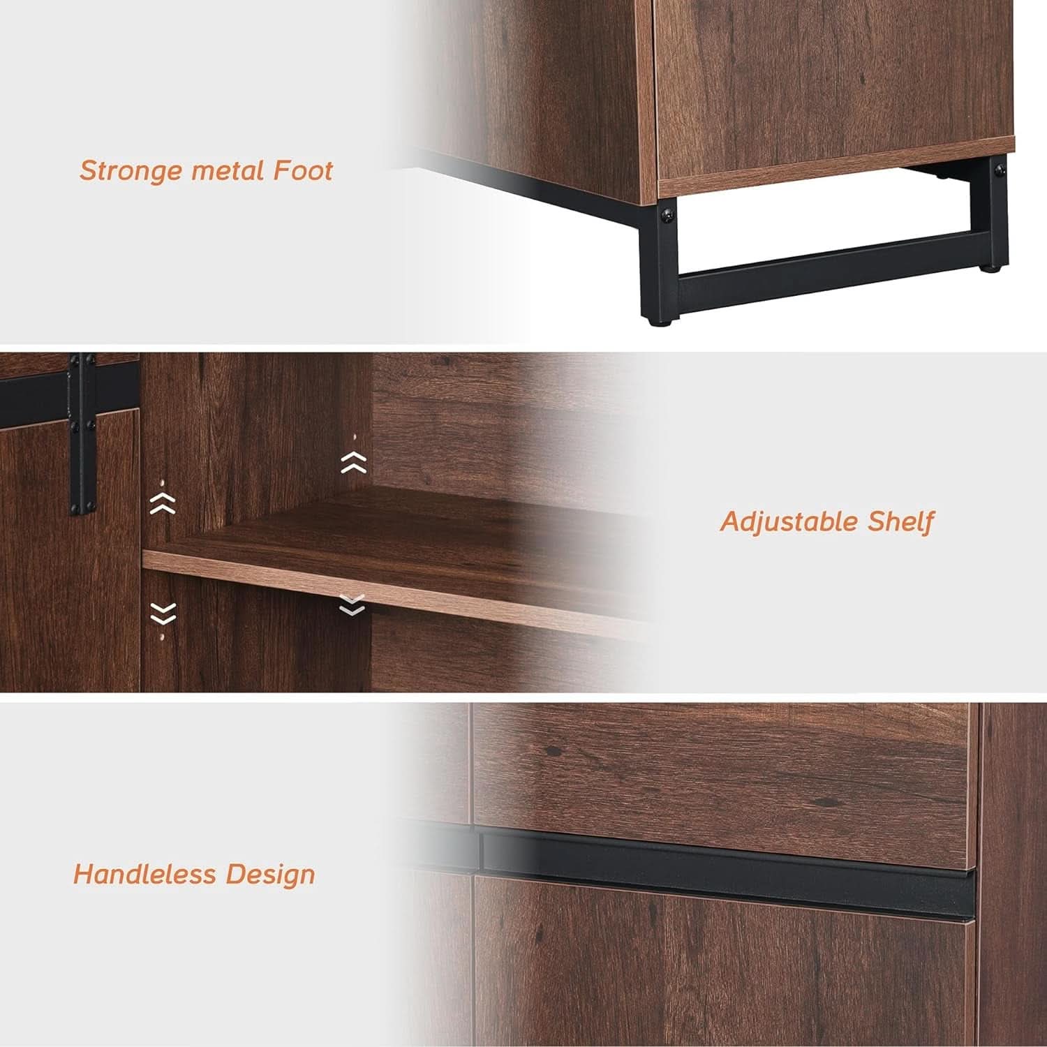 Brown 3 In 1 TV Stand For 100 Inch TV Adjustable Shelves Metal Base