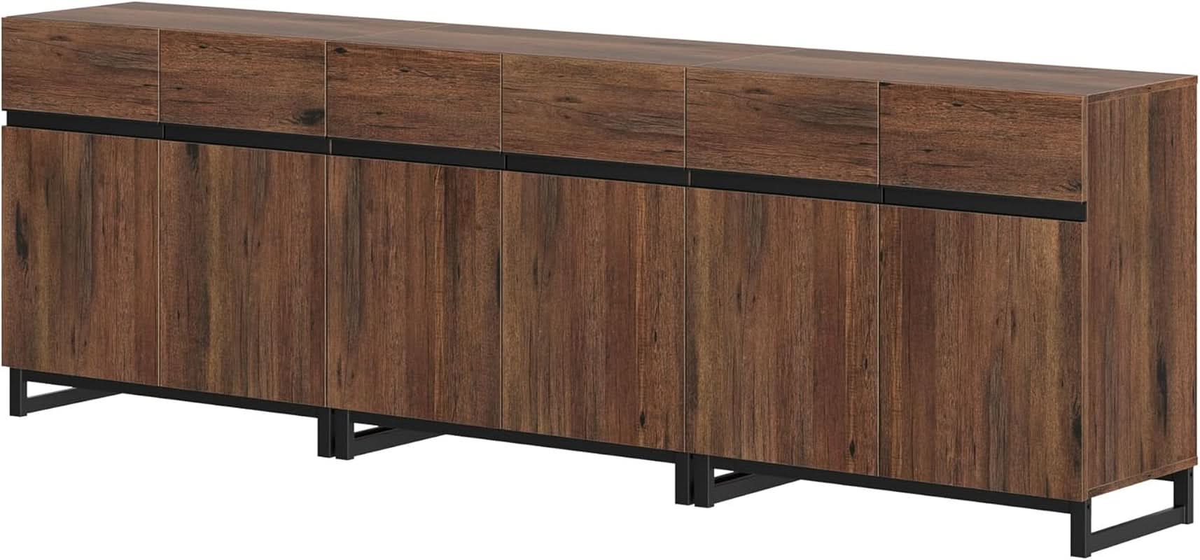 Brown 3 in 1 Sideboard Buffet Cabinet With Adjustable Shelf