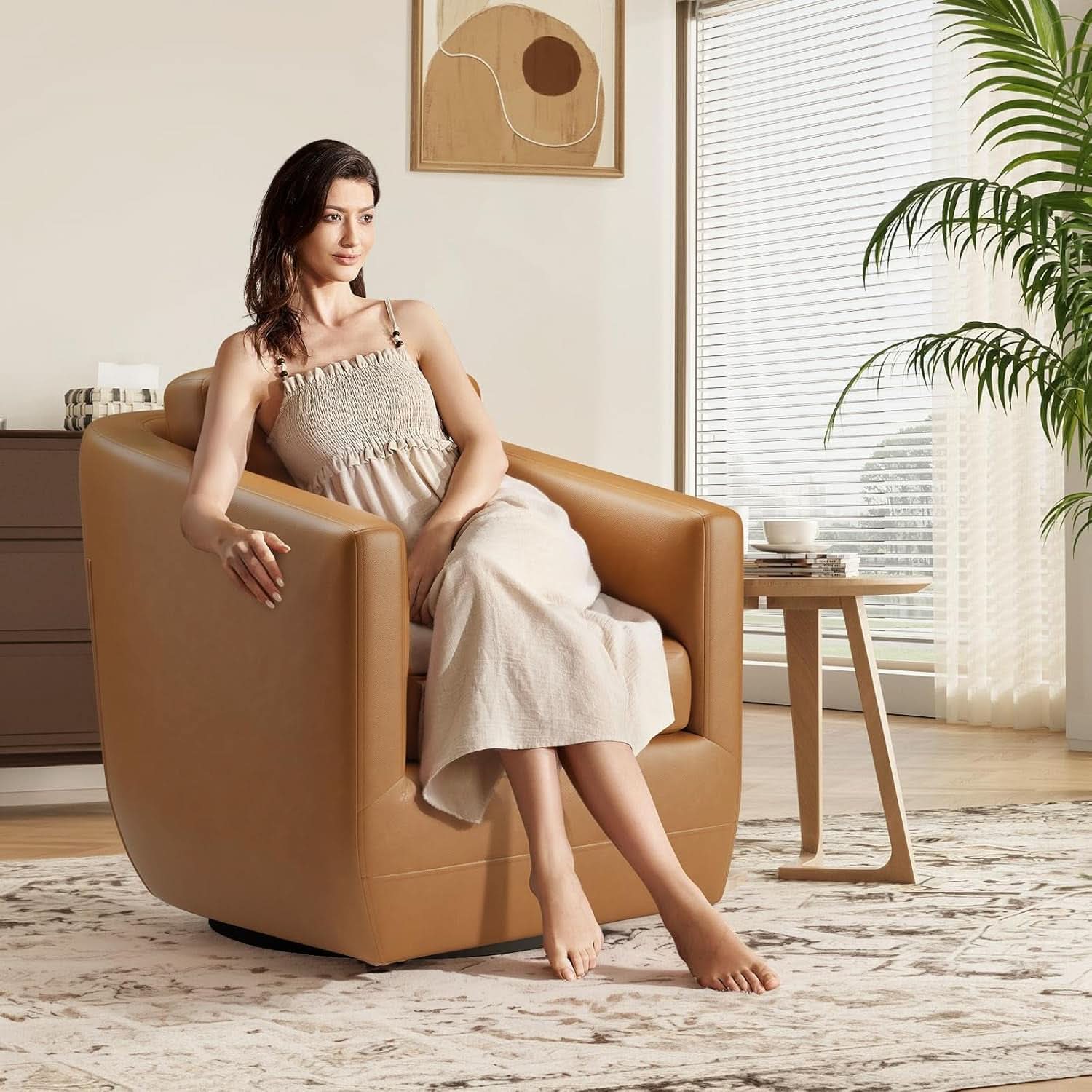 Brown 360 Degree Swivel Premium Upholstered Chairs