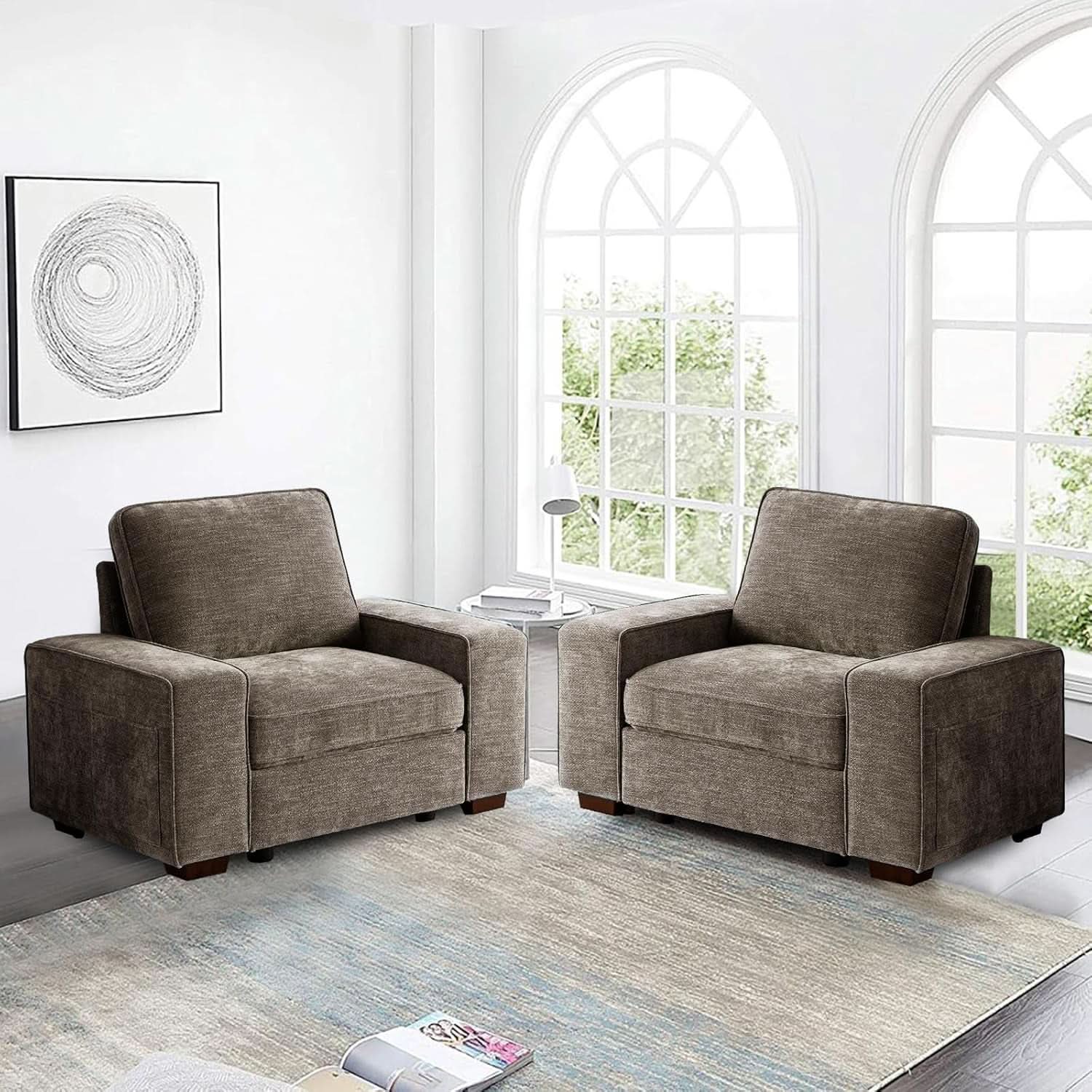 Brown 45 Inch Storage Armchair With Washable Covers