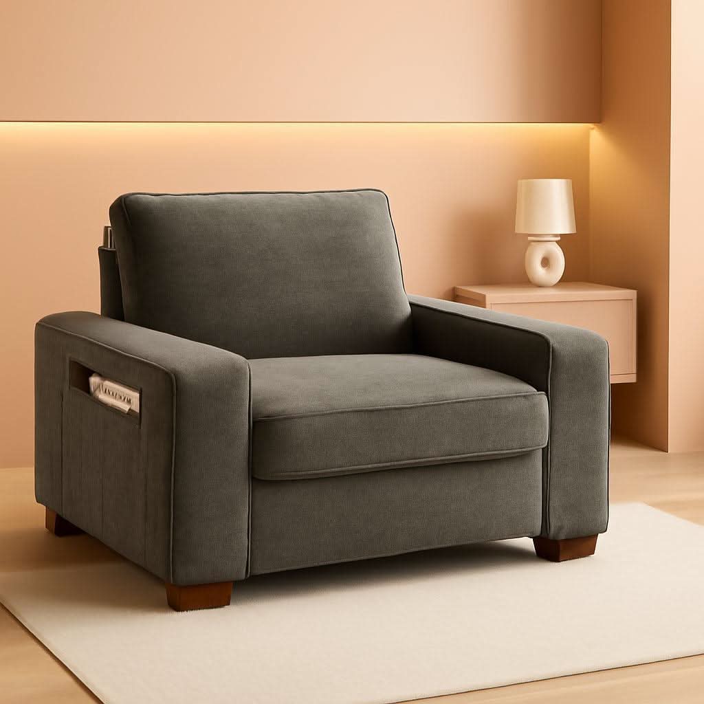 Brown 45 Inch Storage Armchair With Washable Covers