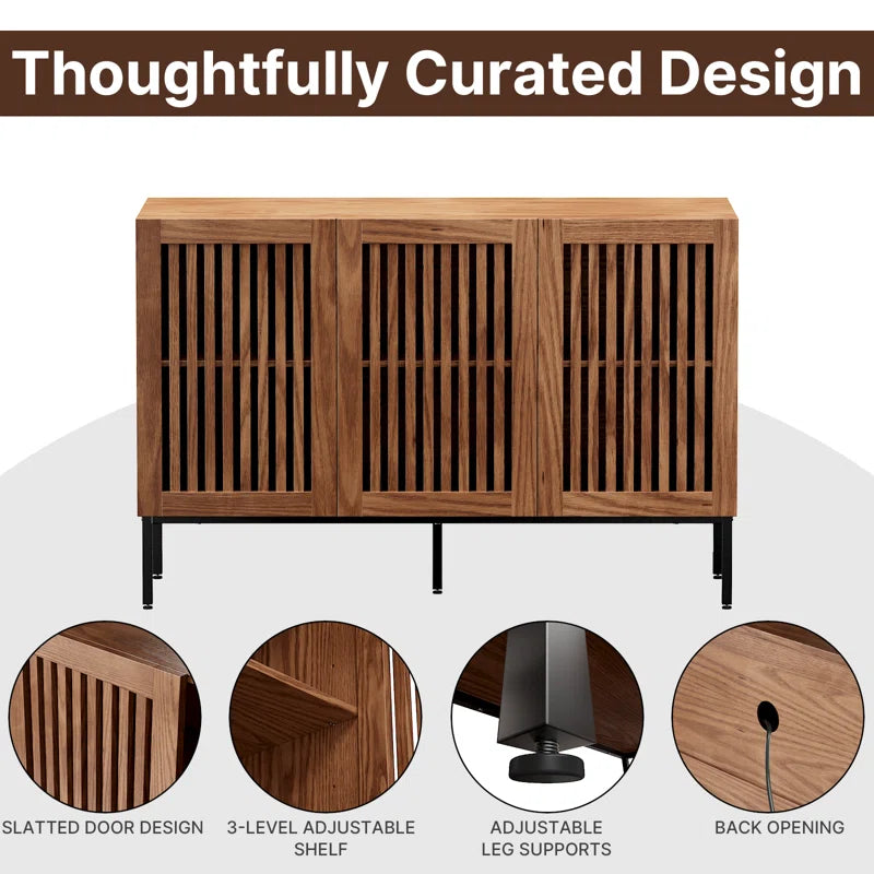 Brown 47.2 Inch Sideboard Buffet Cabinet With Storage