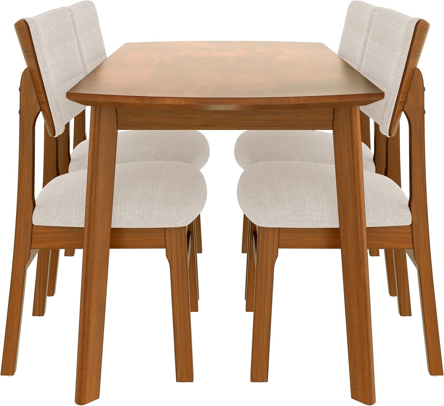 Brown Beige Space Saving Solid Wood Dining Set Chairs