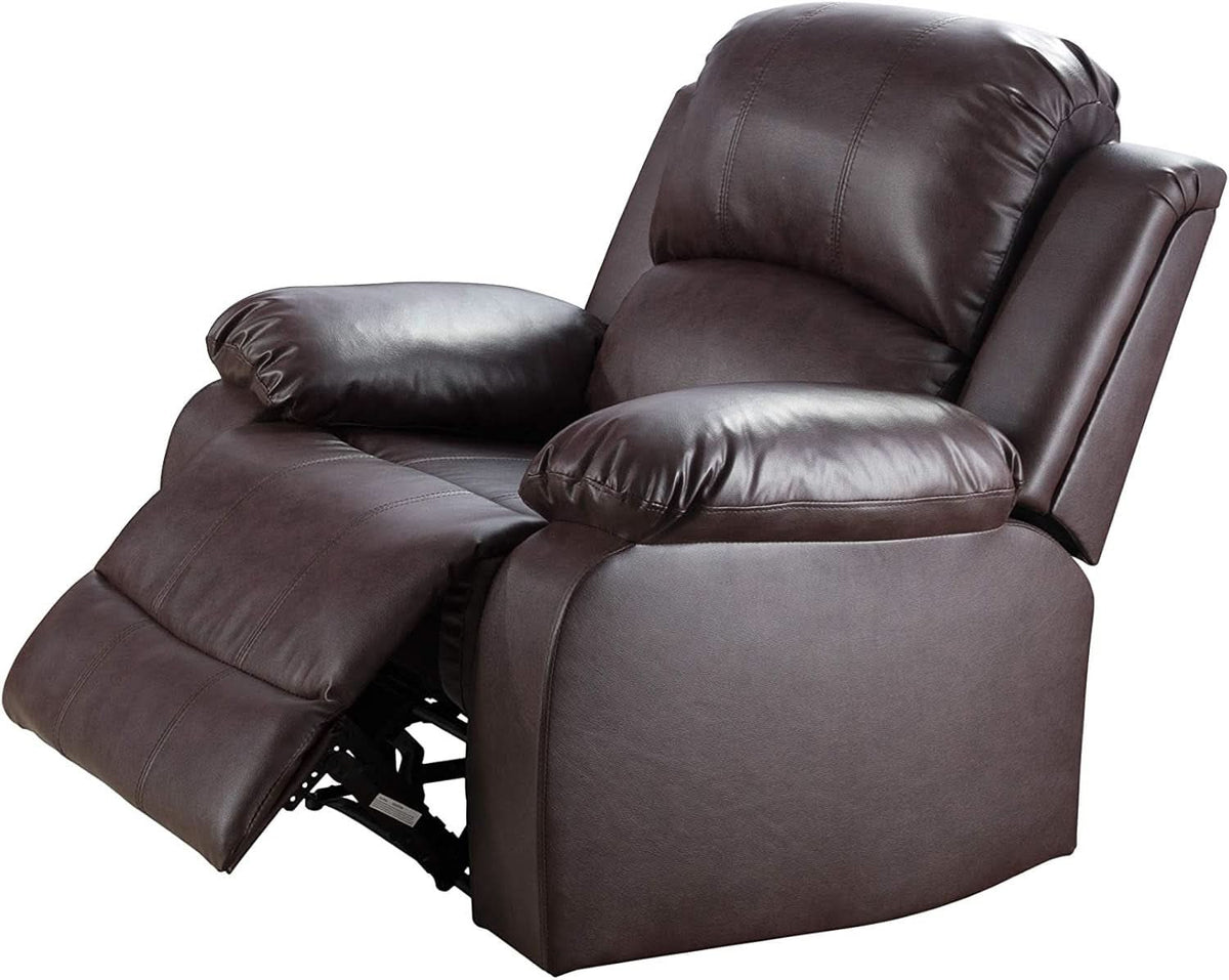 Brown Bonded Leather Manual Reclining Living Room Sofa Set