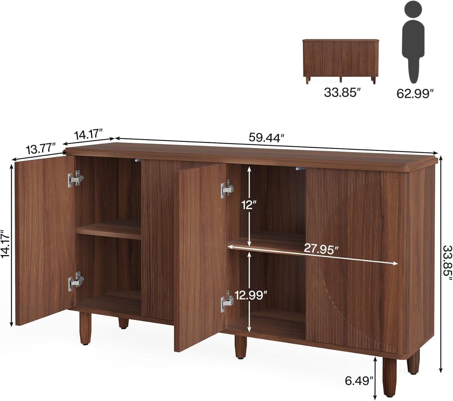 Brown Buffet Cabinet Sideboard With Storage Doors Modern